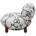 Кресло без подлокотников на деревянных ножках белое с вышивкой Sharp Armchair варинант исполнения - 2 | Loft Concept в Уфе