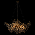 Подвесная люстра в виде ветвей деревьев золотого цвета с прозрачными подвесками-каплями 10 и 14 ламп Droplet Chandelier варинант исполнения - 2 | Loft Concept в Уфе