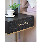 Приставной столик с резным узором на выдвижном ящике Black Table Carved Pattern варинант исполнения - 6 | Loft Concept в Уфе