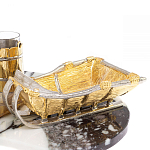 Икорница со стопками с декором "Рыбак с санями" с гравировкой на подставке из натуральных камней Агат Мрамор Decorative Cavair Dishes варинант исполнения - 6 | Loft Concept в Уфе