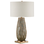 Настольная лампа с фактурным корпусом и тканевым абажуром Smooth Peaks варинант исполнения - 3 | Loft Concept в Уфе