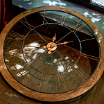 Часы настенные деревянные с римскими цифрами бронзового цвета Clock with History варинант исполнения - 3 | Loft Concept в Уфе