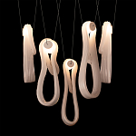 Подвесной светильник белого цвета с 6-ю изогнутыми плафонами Flow Loop варинант исполнения - 7 | Loft Concept в Уфе