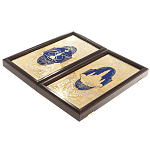 Нарды настольные из натурального камня лазурит и долерит Backgammon from Stone варинант исполнения - 14 | Loft Concept в Уфе