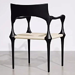 Стул дизайнерский с плетеным сидением Kronos Dining Chair Black варинант исполнения - 5 | Loft Concept в Уфе