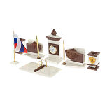 Настольный письменный набор из мрамора и лемезита с гербом и флагом России Marble Accessory варинант исполнения - 2 | Loft Concept в Уфе