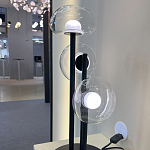 Настольная лампа с тремя прозрачными куполообразными плафонами и черным металлическим основанием Flos Wireline Lighting варинант исполнения - 4 | Loft Concept в Уфе