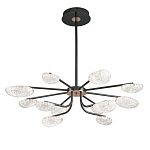 Люстра черного цвета с 12-ю прозрачными плафонами овальной формы Iona chandelier варинант исполнения - 2 | Loft Concept в Уфе