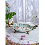 Блюдо овальное из голубого фарфора с ручками в виде бабочек и цветочным рисунком Blue Garden варинант исполнения - 6 | Loft Concept в Уфе