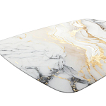 Обеденный стол с прямоугольной столешницей из стекла на черных металлических ножках White Marble варинант исполнения - 4 | Loft Concept в Уфе