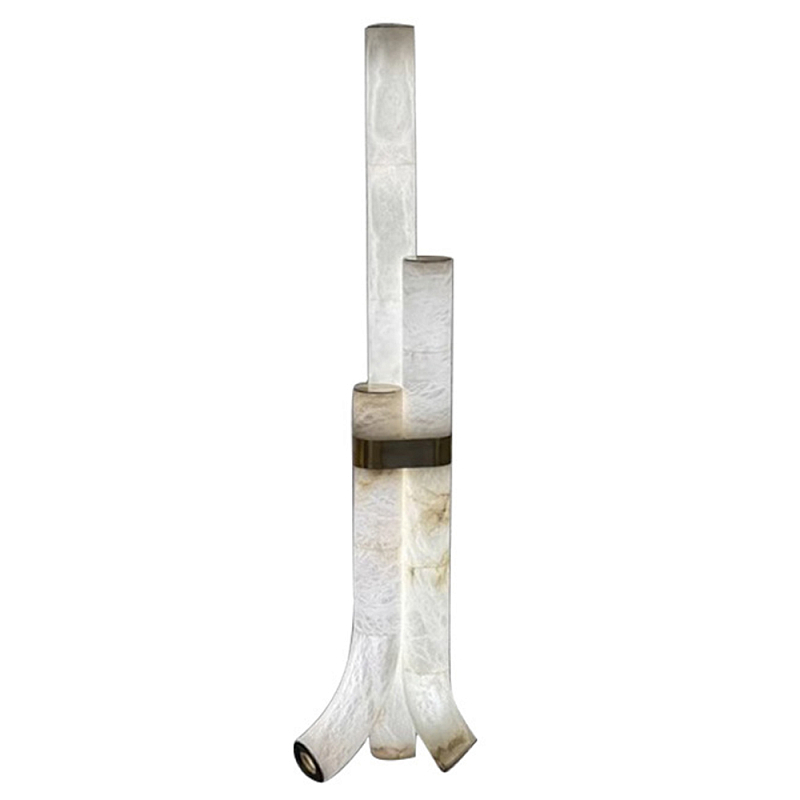 Торшер геометрический с тремя мраморными плафонами Marble Tripod Белый в Уфе | Loft Concept 