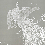 Обои ручная роспись в стиле Арт-деко Whistler Peacocks Special Colourway on Pale Grey dyed silk варинант исполнения - 1 | Loft Concept в Уфе