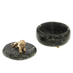 Шкатулка из натурального камня змеевик с фигуркой льва Stone Casket варинант исполнения - 3 | Loft Concept в Уфе