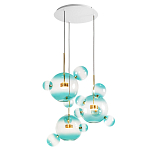 Люстра подвесная с прозрачными бирюзовыми стеклянными шарами и круглым основанием 3 лампы Giopato & Coombes варинант исполнения - 3 | Loft Concept в Уфе
