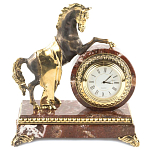 Часы настольные бронзовые с декором в виде коня Horse Stone Clock варинант исполнения - 1 | Loft Concept в Уфе