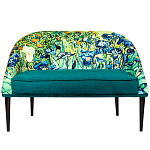 Диван двухместный из натурального бука зеленый с цветочным принтом Impressionism in Art варинант исполнения - 1 | Loft Concept в Уфе