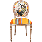 Стул бежевый в разноцветную полоску из натурального бука с изображением птиц и цветов Blooming Birds Colorful Stripes Chair варинант исполнения - 1 | Loft Concept в Уфе