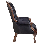 Кресло с мягкой обивкой из черного велюра на 4-х деревянных ножках Evelyn Classical Armchair варинант исполнения - 2 | Loft Concept в Уфе