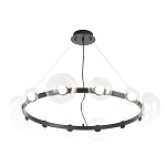 Люстра подвесная круглая с 12-ю прозрачными куполообразными плафонами и черным металлическим основанием Flos Wireline Lighting варинант исполнения - 3 | Loft Concept в Уфе