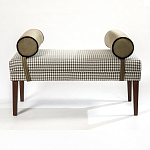 Банкетка Banquette PIED DE POULE с принтом гусиная лапка и бежевыми подлокотниками  варинант исполнения - 3 | Loft Concept в Уфе