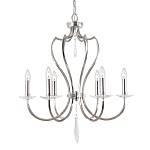 Люстра цвета никель с 6-ю лампами и стеклянными подвесками Elstead Lighting варинант исполнения - 1 | Loft Concept в Уфе