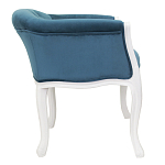 Кресло низкое в стиле прованс Louis French Armchair white and blue velour варинант исполнения - 1 | Loft Concept в Уфе