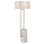 Торшер с прямоугольным абажуром на белом мраморном основании Asymmetry on Marble варинант исполнения - 4 | Loft Concept в Уфе