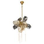 Люстра подвесная со стеклянными плафонами из дымчатого и золотистого с шестью вертикальными подвесками Gilded Mirage  варинант исполнения - 5 | Loft Concept в Уфе