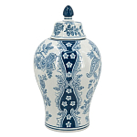 Ваза с крышкой и голубым цветочным рисунком на белом фоне Blue & White Ornament варинант исполнения - 2 | Loft Concept в Уфе