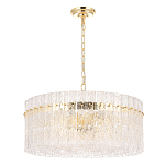 Люстра подвесная круглая с прозрачными рельефными стеклянными вставками и золотым основанием Textured Glass Chandelier варинант исполнения - 1 | Loft Concept в Уфе