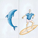 Плитка с узором Дельфин Серфингист варинант исполнения - 2 | Loft Concept в Уфе