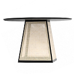 Обеденный стол с круглой чёрной столешницей и плетёным основанием Savanna Round Table варинант исполнения - 1 | Loft Concept в Уфе