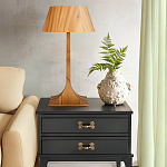 Настольная лампа со скошенным конусовидным абажуром и фигурной ножкой в цвете тик Accord Lighting варинант исполнения - 6 | Loft Concept в Уфе