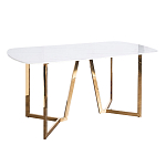 Стол обеденный белый с золотыми глянцевыми ножками Laconic White Table варинант исполнения - 1 | Loft Concept в Уфе