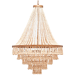Многоярусная люстра украшенная круглыми деревянными бусами Wooden Beads Chandelier L варинант исполнения - 3 | Loft Concept в Уфе