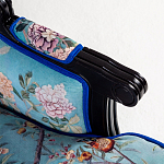 Кресло из натурального бука бирюзовое с изображением птиц и цветов Turquoise Chinoiserie Garden Armchair варинант исполнения - 4 | Loft Concept в Уфе