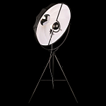 Торшер в виде прожектора с круглым тканевым абажуром на треноге черного цвета Radiance Éclat варинант исполнения - 3 | Loft Concept в Уфе