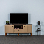 ТВ-тумба бежевая из массива бука с 2-мя дверками и ящиком Wenge Light варинант исполнения - 5 | Loft Concept в Уфе