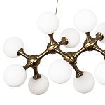Линейная люстра с плафонами из стеклянных шаров Pearls Suspension Linear Brass Chandelier варинант исполнения - 2 | Loft Concept в Уфе