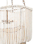 Трехъярусная люстра с подвесками из круглых деревянных бусин белая White Beads Three-tier Chandelier  варинант исполнения - 6 | Loft Concept в Уфе
