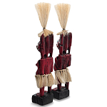 Комплект из 2-х деревянных статуэток Asmat Straw Headdress Statuettes Red Turquoise варинант исполнения - 2 | Loft Concept в Уфе