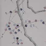 Обои ручная роспись Plum Blossom Special Colourway on Lilac Hint dyed silk варинант исполнения - 2 | Loft Concept в Уфе