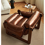 Кресло-диван кожаное на деревянном каркасе Medieval Furniture варинант исполнения - 1 | Loft Concept в Уфе