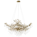 Подвесная люстра в виде ветвей деревьев золотого цвета с прозрачными подвесками-каплями 10 и 14 ламп Droplet Chandelier варинант исполнения - 1 | Loft Concept в Уфе