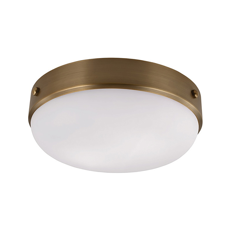 Потолочный светильник круглой формы с белым выпуклым матовым плафоном Feiss Белый Черный Латунь в Уфе | Loft Concept 