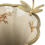 Ваза голубого цвета из фарфора с цветочным рисунком и бронзовой стрекозой Blue Garden варинант исполнения - 1 | Loft Concept в Уфе