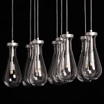 Люстра с 9-ю прозрачными плафонами из стекла в форме капли на прямоугольном потолочном основании цвета хром Lucid Rain  варинант исполнения - 9 | Loft Concept в Уфе