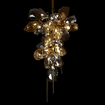 Люстра подвесная вытянутой формы с плафонами из стекла и металла с двумя вертикальными подвесками Gilded Mirage  варинант исполнения - 4 | Loft Concept в Уфе