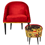 Кресло из натурального бука красное с цветным принтом Impressionism in Art варинант исполнения - 2 | Loft Concept в Уфе