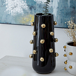 Ваза черная цилиндрическая с глянцевым покрытием и золотыми декоративными элементами Molecule Collection варинант исполнения - 3 | Loft Concept в Уфе